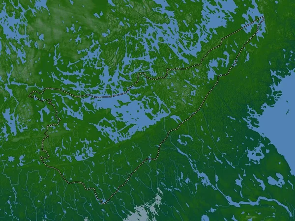 Carélie Sud Région Finlande Carte Altitude Colorée Avec Lacs Rivières — Photo