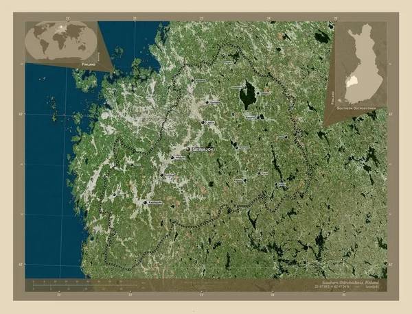 Νότια Οστροβοθνία Περιοχή Της Φινλανδίας Υψηλής Ανάλυσης Δορυφορικός Χάρτης Τοποθεσίες — Φωτογραφία Αρχείου