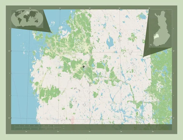 Ostrobothnie Méridionale Région Finlande Ouvrir Carte Routière Corner Cartes Localisation — Photo