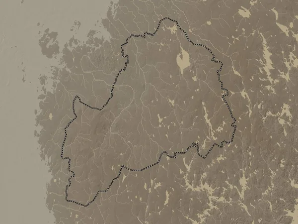 Ostrobothnia Meridional Región Finlandia Mapa Elevación Coloreado Tonos Sepia Con —  Fotos de Stock