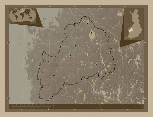 Ostrobothnia Meridional Región Finlandia Mapa Elevación Coloreado Tonos Sepia Con — Foto de Stock