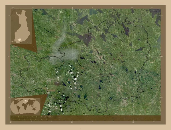 Tavastia Proper Περιφέρεια Φινλανδίας Δορυφορικός Χάρτης Χαμηλής Ανάλυσης Γωνιακοί Χάρτες — Φωτογραφία Αρχείου