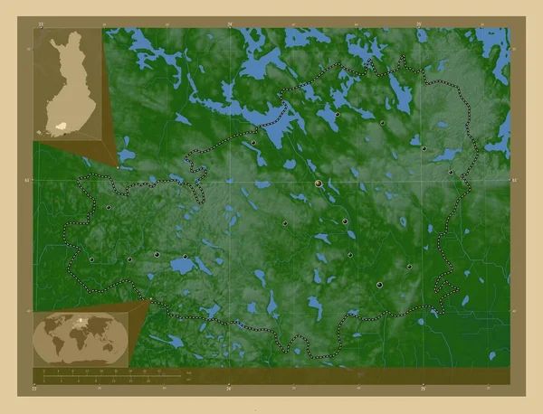 Tavastia Propio Región Finlandia Mapa Elevación Colores Con Lagos Ríos —  Fotos de Stock