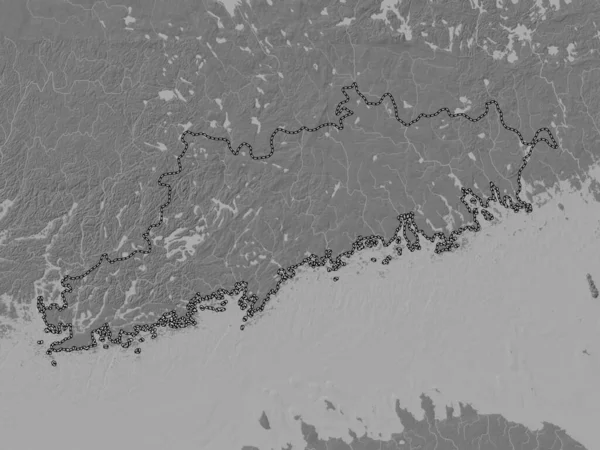 Uusimaa Region Finland Bilevel Elevation Map Lakes Rivers — Stock Photo, Image