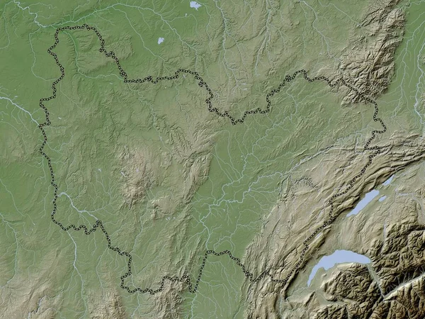 Bourgogne Franche Comte Região França Mapa Elevação Colorido Estilo Wiki — Fotografia de Stock