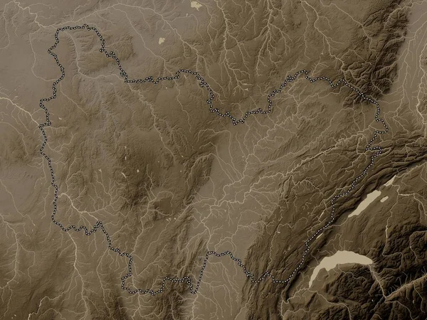 Бургундия Франш Конт Область Франции Карта Высот Окрашенная Сепиевые Тона — стоковое фото