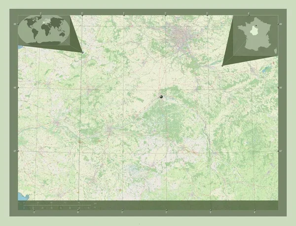 Centre Val Loire Περιφέρεια Γαλλίας Χάρτης Του Δρόμου Γωνιακοί Χάρτες — Φωτογραφία Αρχείου