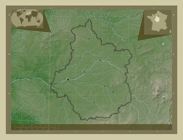 Centre Val Loire Region Frankreich Höhenkarte Wiki Stil Mit Seen — Stockfoto