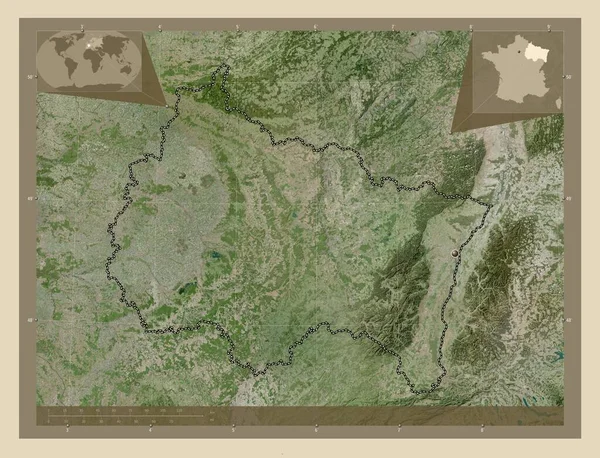 Grand Est Region Francji Mapa Satelity Wysokiej Rozdzielczości Pomocnicze Mapy — Zdjęcie stockowe