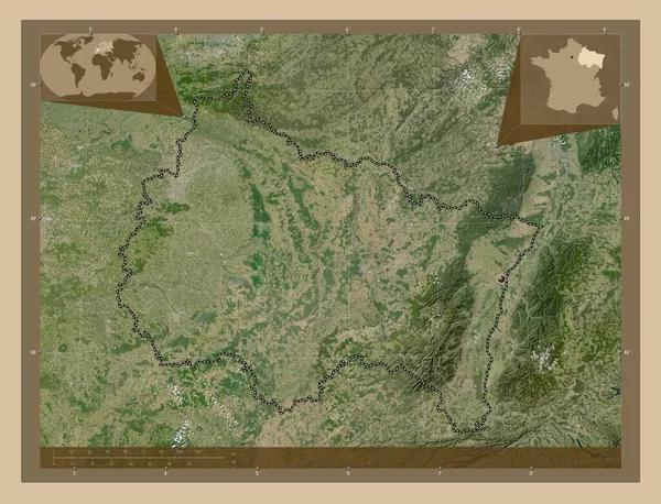 Велика Ест Регіон Франції Супутникова Карта Низькою Роздільною Здатністю Кутові — стокове фото