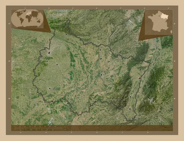 Велика Ест Регіон Франції Супутникова Карта Низькою Роздільною Здатністю Розташування — стокове фото