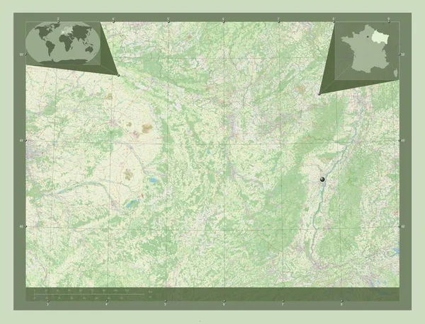 法国大东部地区 开放街道地图 角辅助位置图 — 图库照片