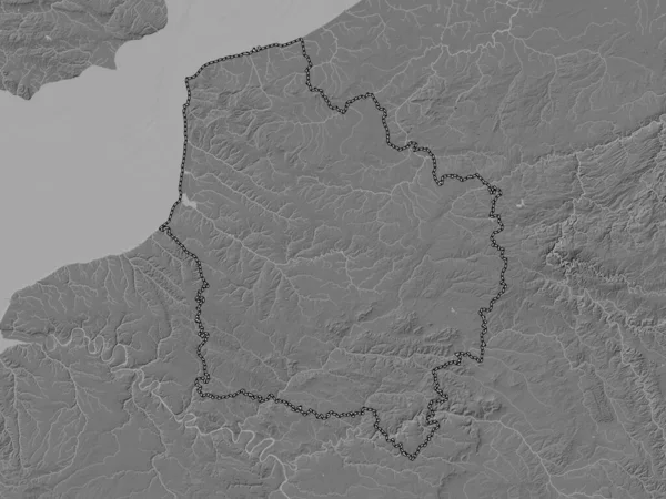 Hauts-de-France, region of France. Bilevel elevation map with lakes and rivers