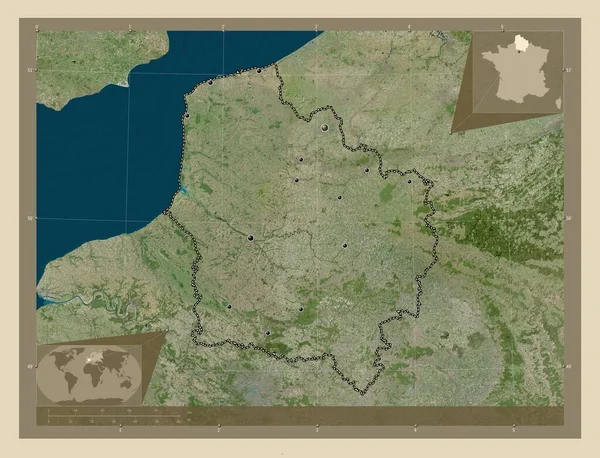 Hauts France Region Francie Satelitní Mapa Vysokým Rozlišením Umístění Velkých — Stock fotografie