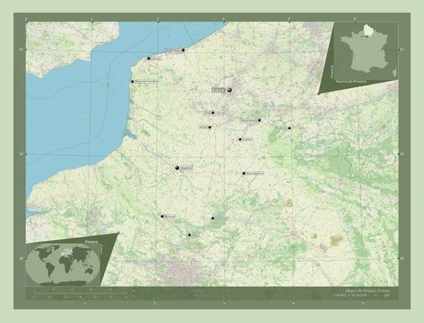 Hauts France Regione Francese Mappa Stradale Aperta Località Nomi Delle — Foto Stock