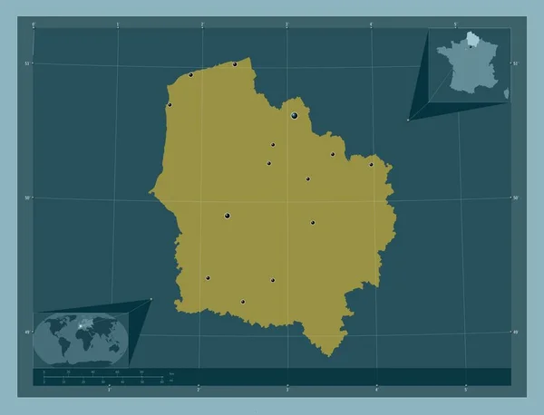 Hauts France Regionen Frankrike Fast Färgform Platser För Större Städer — Stockfoto