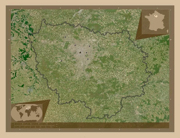 Ile France Region Francie Satelitní Mapa Nízkým Rozlišením Umístění Velkých — Stock fotografie