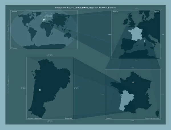 Nouvelle Aquitania Región Francia Diagrama Que Muestra Ubicación Región Mapas —  Fotos de Stock