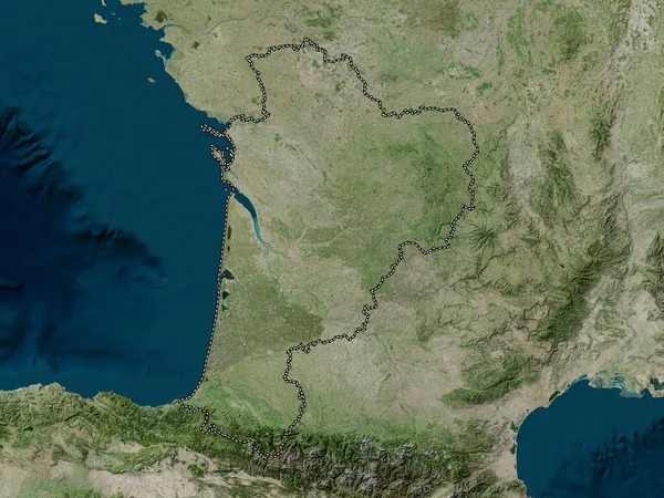 Nouvelle Aquitaine Franciaország Régiója Nagyfelbontású Műholdas Térkép — Stock Fotó