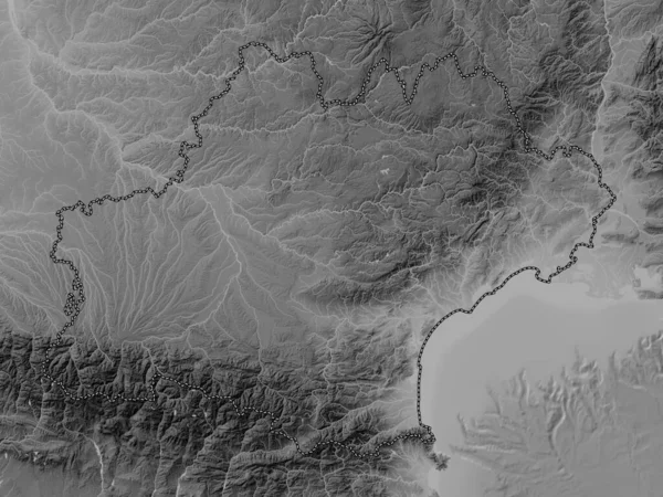Окситания Регион Франции Карта Высот Оттенках Серого Озерами Реками — стоковое фото