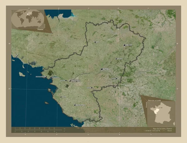 Pays Loire Fransa Bölgesi Yüksek Çözünürlüklü Uydu Bölgenin Büyük Şehirlerinin — Stok fotoğraf