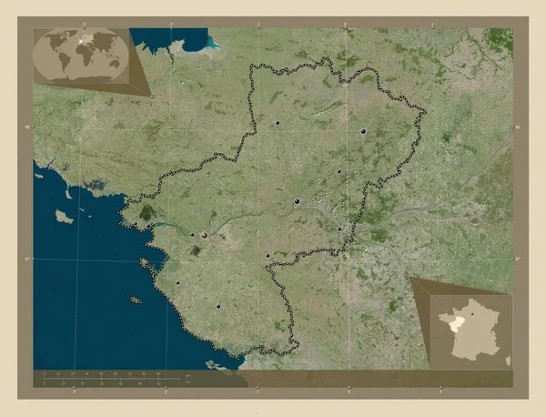 Pays Loire Регіон Франції Супутникова Карта Високої Роздільної Здатності Розташування — стокове фото
