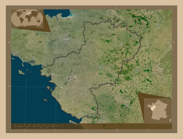 Pays Loire Région France Carte Satellite Basse Résolution Corner Cartes — Photo