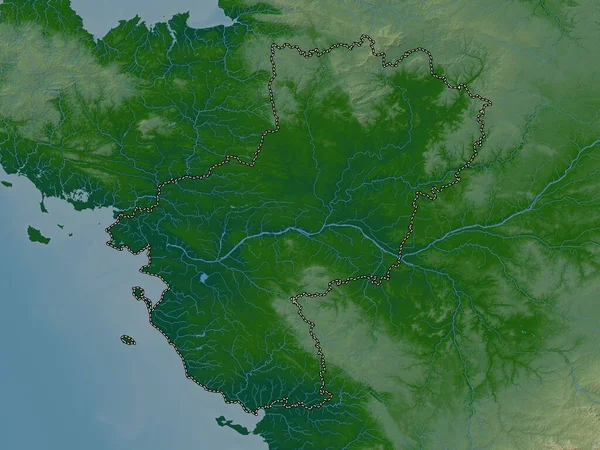Pays Loire Fransa Bölgesi Gölleri Nehirleri Olan Renkli Yükseklik Haritası — Stok fotoğraf
