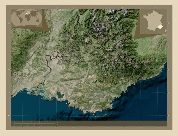 Provence Alpes Cote Azur Região França Mapa Satélite Alta Resolução — Fotografia de Stock