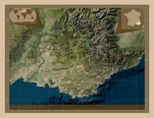 Provence Alpes Cote Azur Região França Mapa Satélite Baixa Resolução — Fotografia de Stock