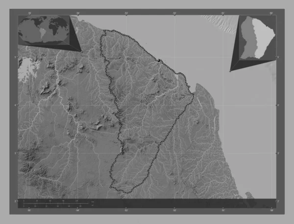 Cayena Distrito Guayana Francesa Mapa Elevación Bilevel Con Lagos Ríos — Foto de Stock