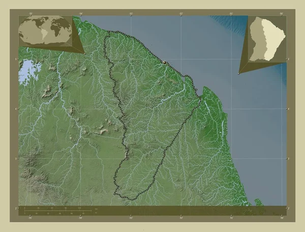 Cayenne Arrondissement Frans Guyana Hoogtekaart Gekleurd Wiki Stijl Met Meren — Stockfoto