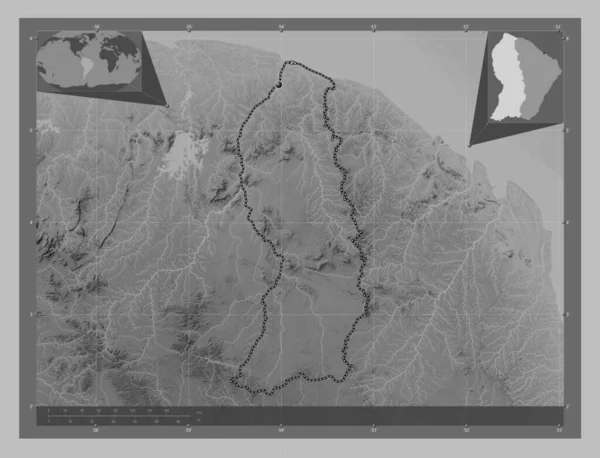 Saint Laurent Maroni Arrondissementet Franska Guyana Grayscale Höjdkarta Med Sjöar — Stockfoto