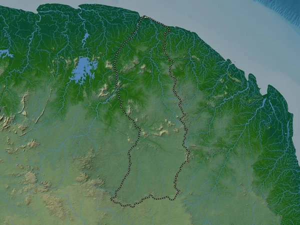 サンローラン マローニ フランス領ギアナの地区 湖や川と色の標高マップ — ストック写真