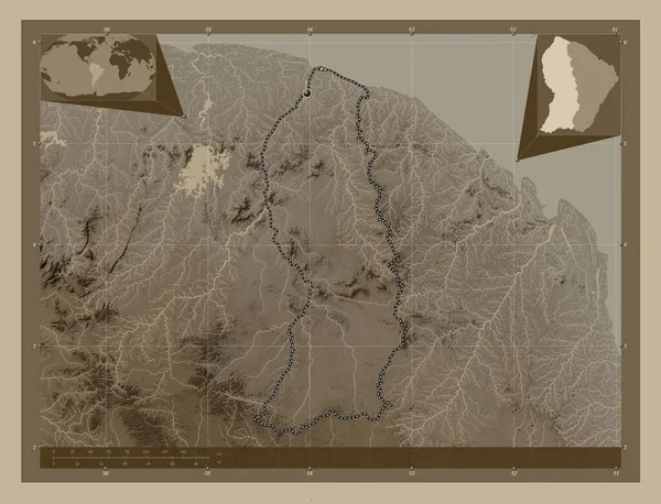 Saint Laurent Maroni Arrondissement French Guiana Elevation Map Colored Sepia — Stock Photo, Image