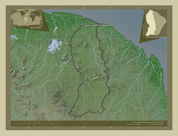 Saint Laurent Maroni Arrondissement Guiana Francesa Mapa Elevação Colorido Estilo — Fotografia de Stock
