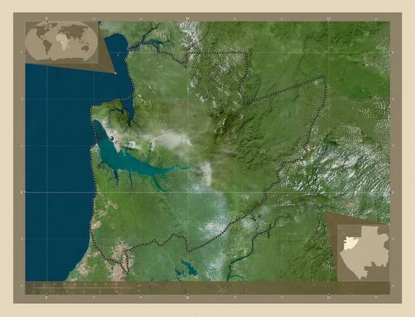 Estuaire Província Gabão Mapa Satélite Alta Resolução Mapa Localização Auxiliar — Fotografia de Stock