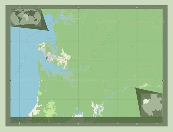 Эстуайр Провинция Габон Карта Улиц Вспомогательные Карты Расположения Углов — стоковое фото