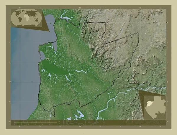 Estuaire Provincia Gabón Mapa Elevación Coloreado Estilo Wiki Con Lagos —  Fotos de Stock