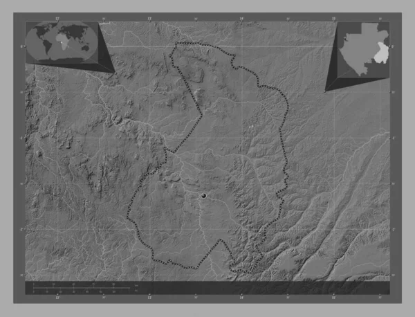 Haut Ogooue Провінція Габон Білевелівська Карта Висот Озерами Річками Кутові — стокове фото
