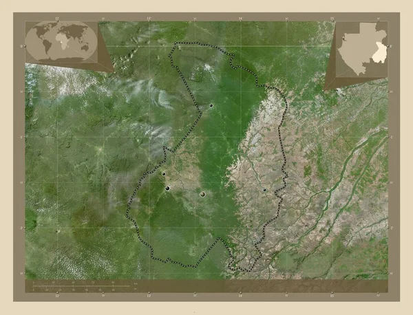 Haut Ogooue Provinz Gabun Hochauflösende Satellitenkarte Standorte Der Wichtigsten Städte — Stockfoto