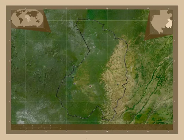 Haut Ogoue Επαρχία Της Γκαμπόν Δορυφορικός Χάρτης Χαμηλής Ανάλυσης Τοποθεσίες — Φωτογραφία Αρχείου