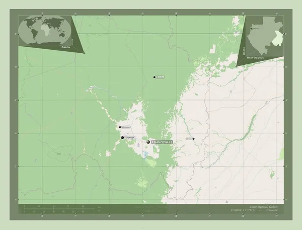 Верхний Огуэ Провинция Габон Карта Улиц Места Названия Крупных Городов — стоковое фото