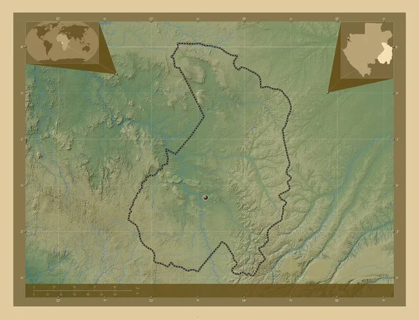 Haut Ogoue Επαρχία Της Γκαμπόν Χρωματιστός Υψομετρικός Χάρτης Λίμνες Και — Φωτογραφία Αρχείου