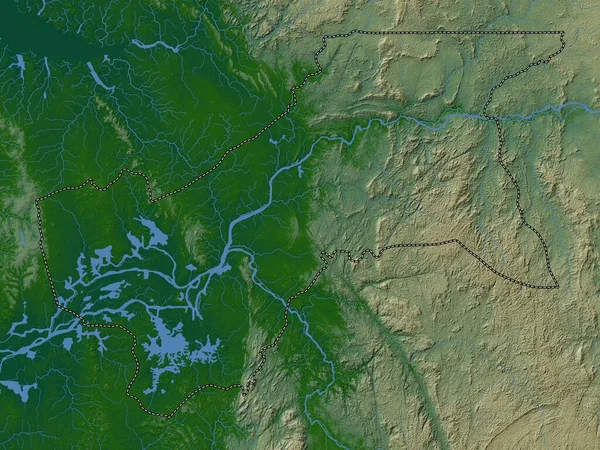 Моен Огуэ Провинция Габон Цветная Карта Высот Озерами Реками — стоковое фото