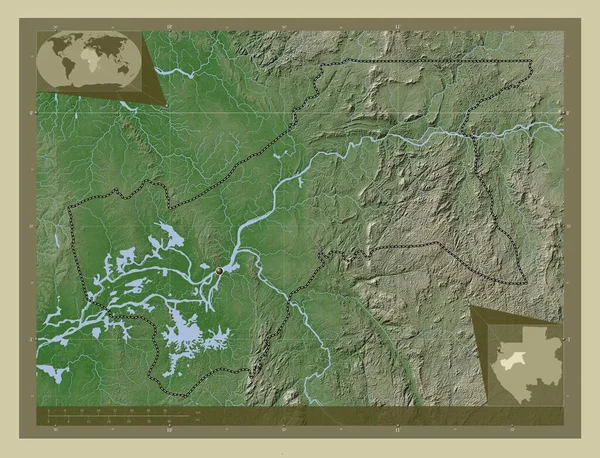 Моен Огуэ Провинция Габон Карта Высоты Окрашенная Вики Стиле Озерами — стоковое фото