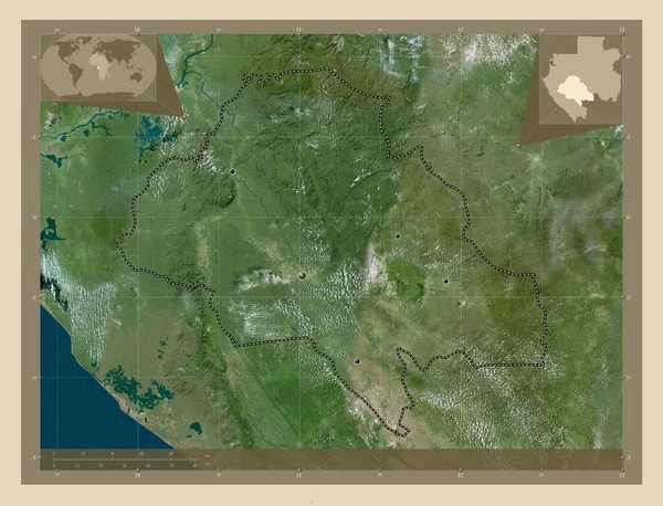 Ngounie Província Gabão Mapa Satélite Alta Resolução Locais Das Principais — Fotografia de Stock