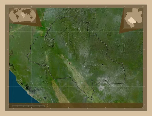 Нгуни Провинция Габон Карта Спутника Низкого Разрешения Места Расположения Крупных — стоковое фото
