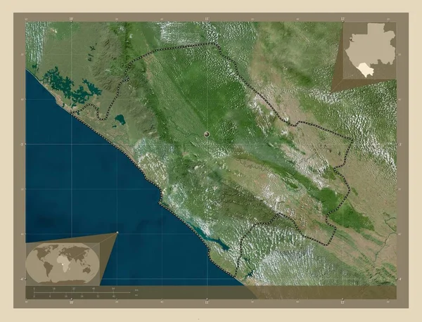 Νιάνγκα Επαρχία Της Γκαμπόν Υψηλής Ανάλυσης Δορυφορικός Χάρτης Γωνιακοί Χάρτες — Φωτογραφία Αρχείου