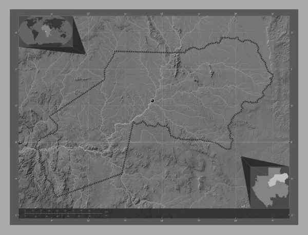 Огове Івіндо Провінція Габон Білевелівська Карта Висот Озерами Річками Кутові — стокове фото